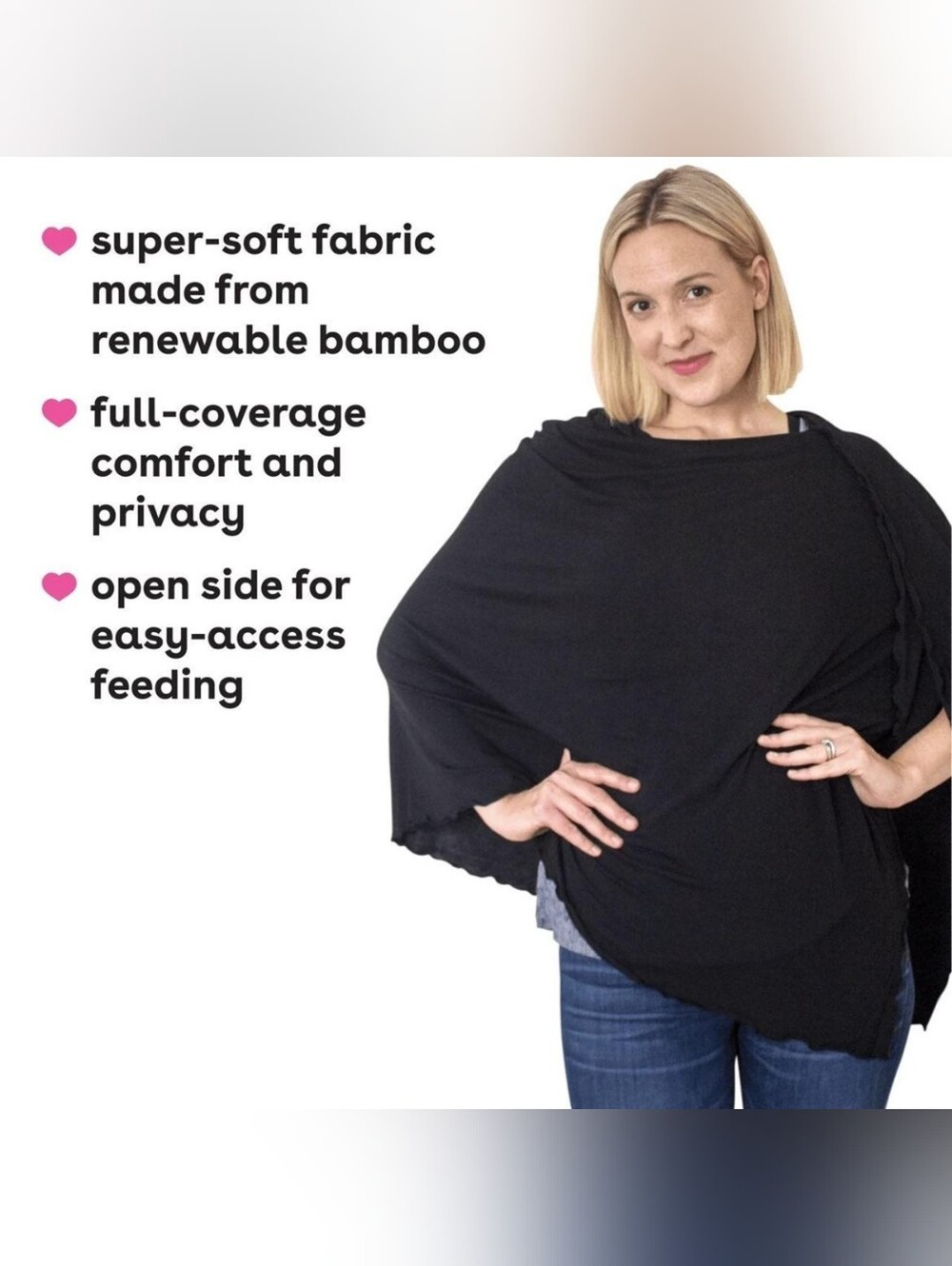 New BAMBOOBIES Black Chic Nursing Shawl